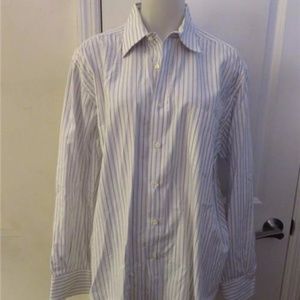CERRUTI 1881 WHITE/BLUE STRIPED SHIRT SZ 17.5/44